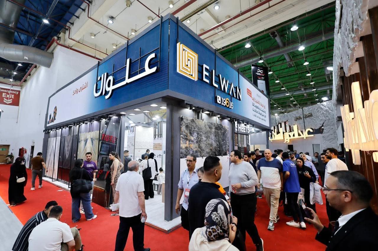 Visitors outside the Elwan stand