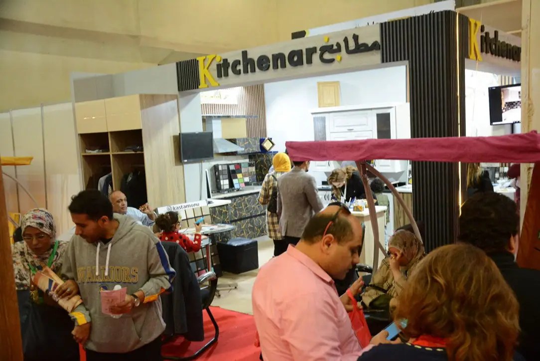 Tile and porcelain displays viewed by Ceramica Market visitors
